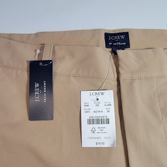 NWT Mens Jcrew Khaki Tech Shorts size 36 - Picture 9 of 11